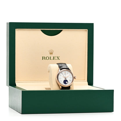 Rolex 18K Everose Gold Alligator 39mm Cellini Moonphase Watch White 50535 5 of 5