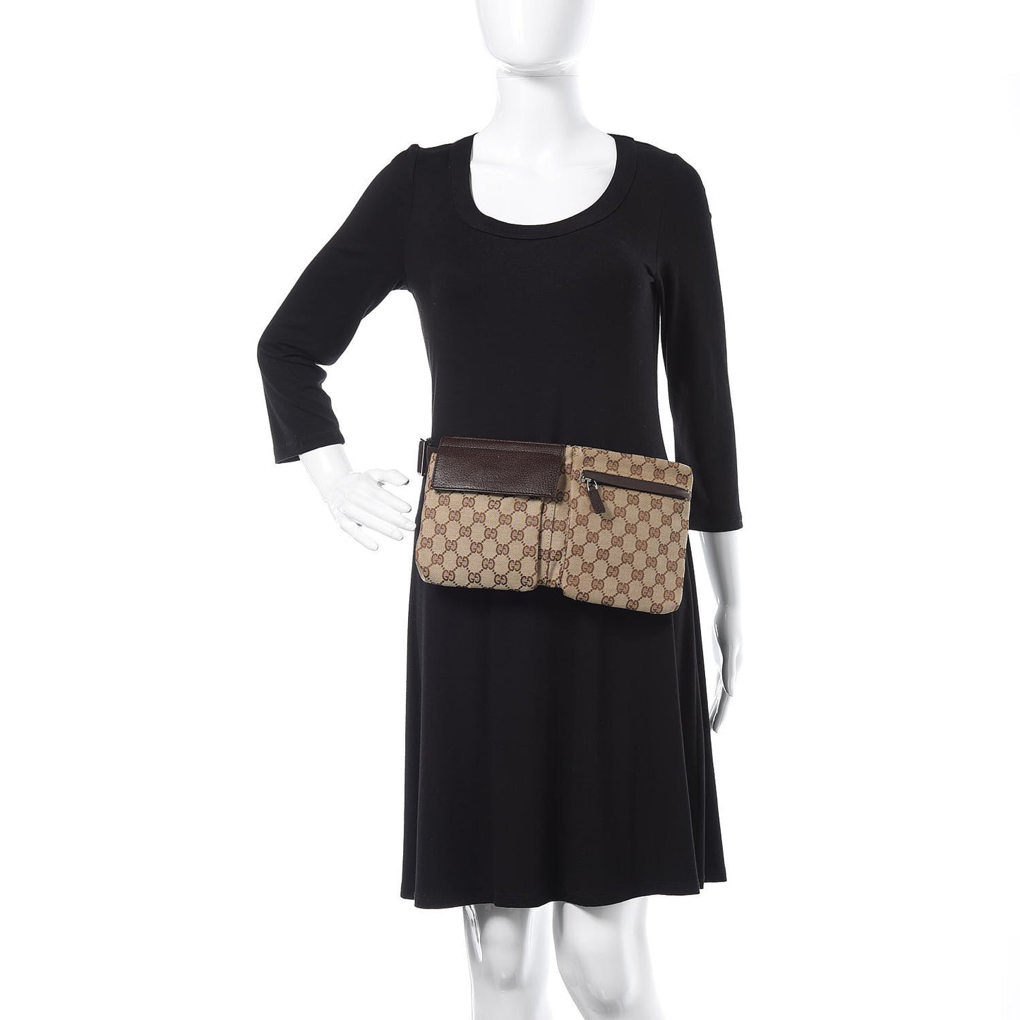 Monogram Web Belt Bag Dark Brown
