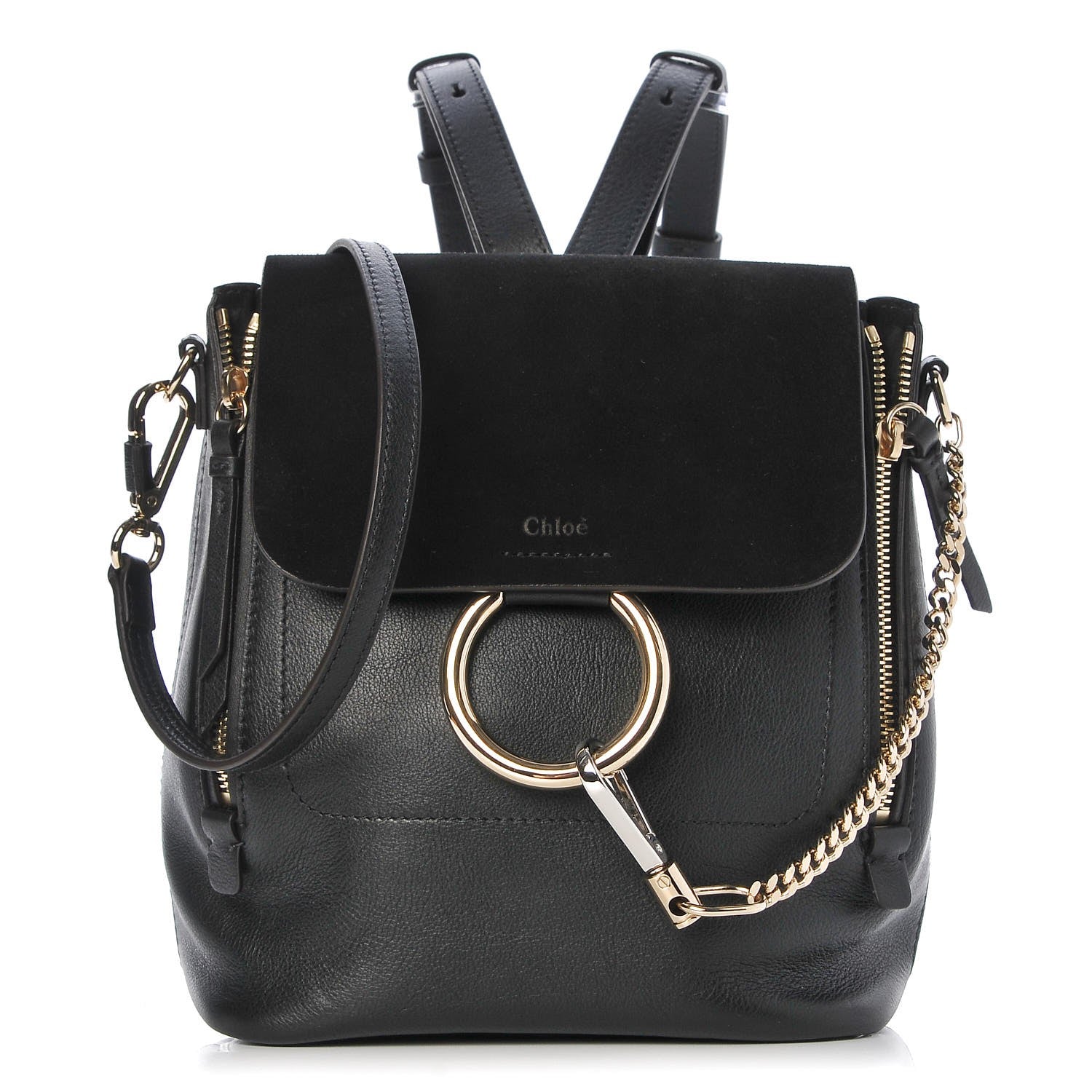 Chloe Suede Calfskin Small Faye Backpack Black 1 of 9