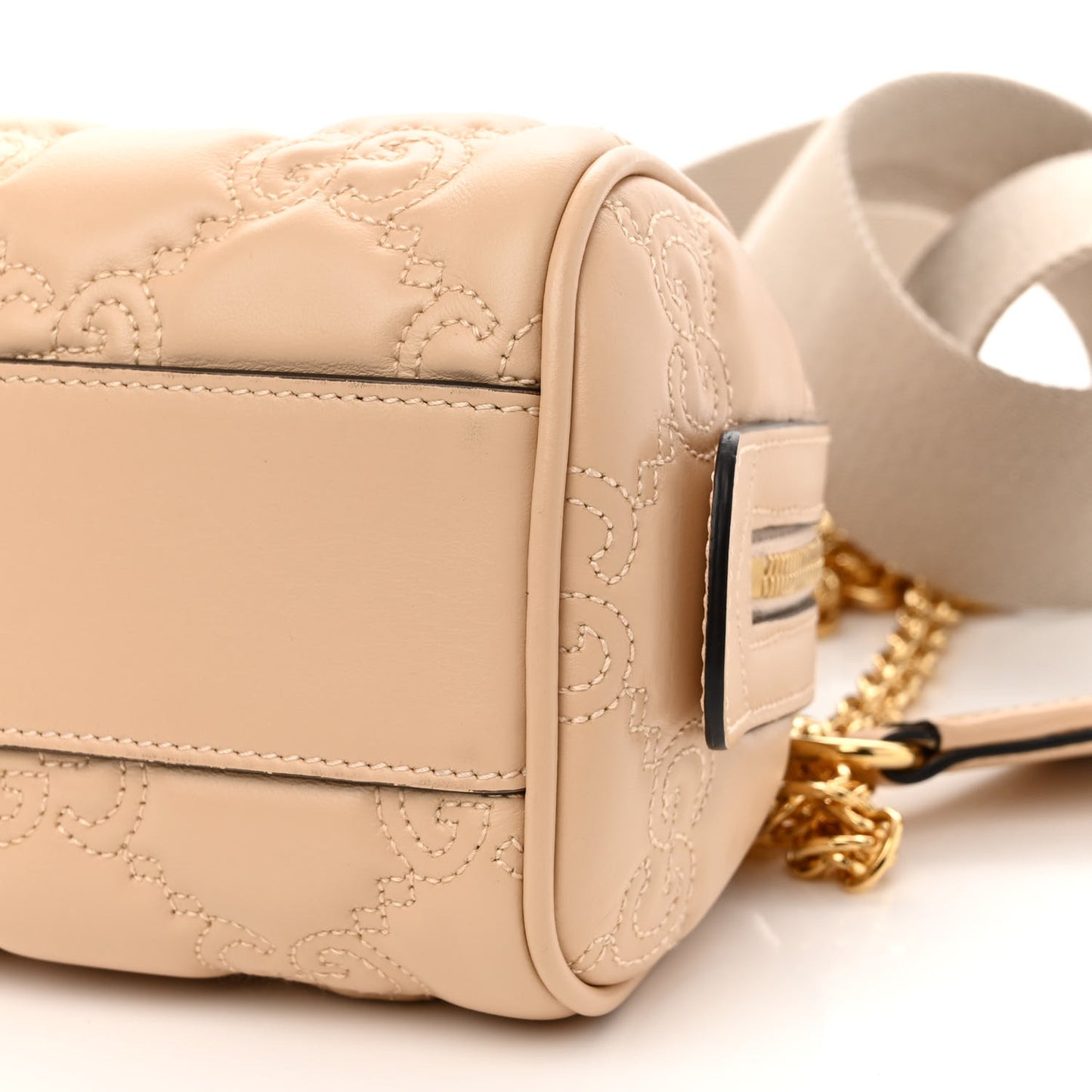 Calfskin GG Matelasse Mini Bowler Bag Naturale