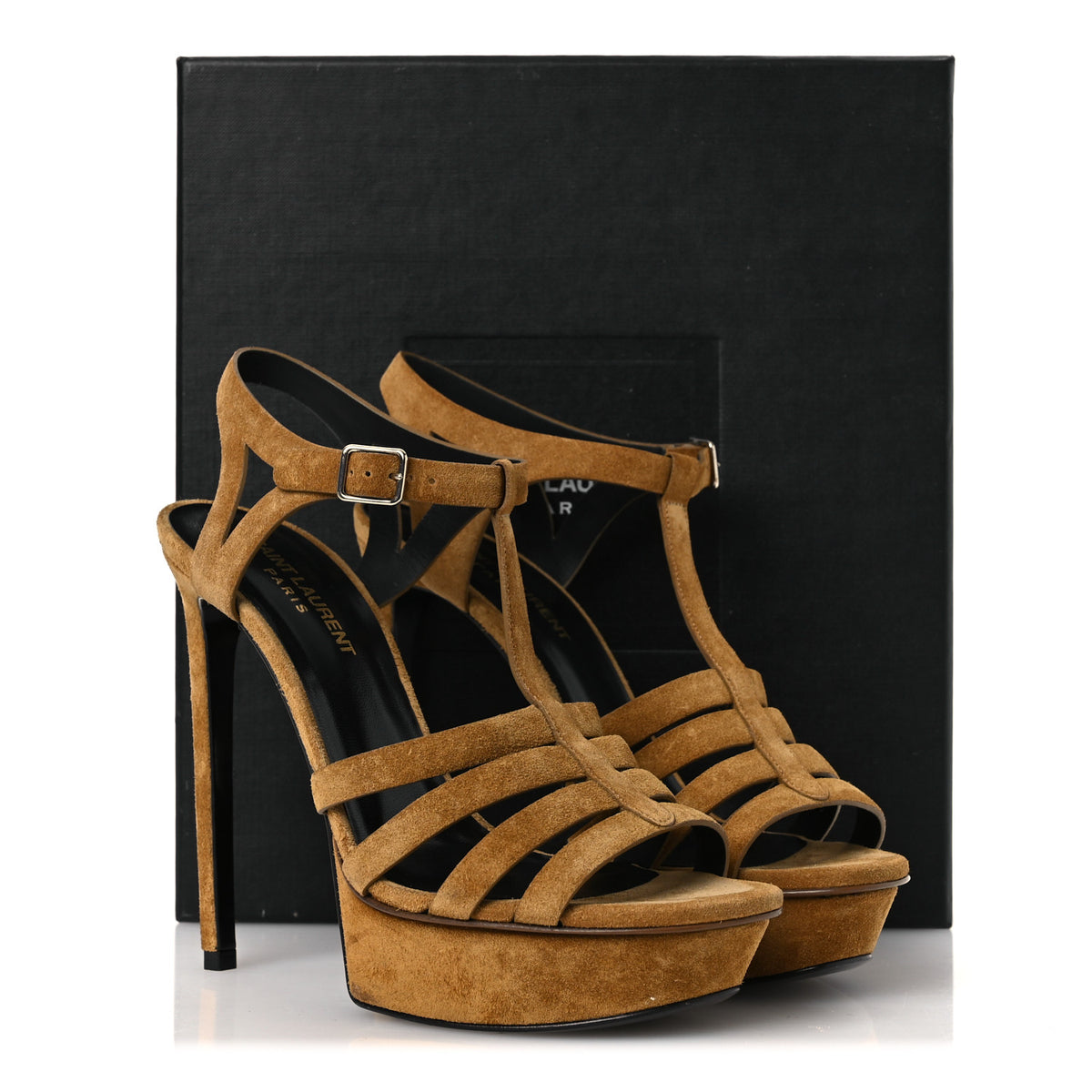 Saint Laurent Suede Bianca 105 Platform Sandals 39 Tan 13 of 13