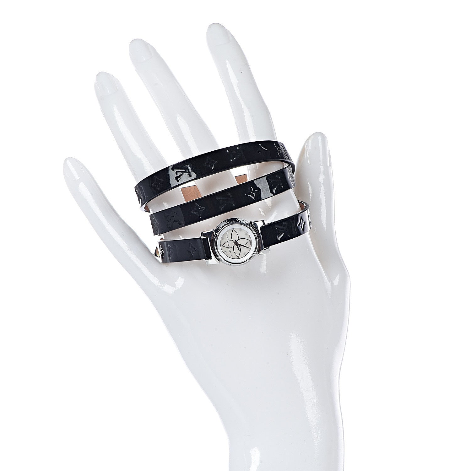 Louis Vuitton Stainless Steel Vernis Mother of Pearl 18mm Tambour Bijou Quartz Watch 2 of 12