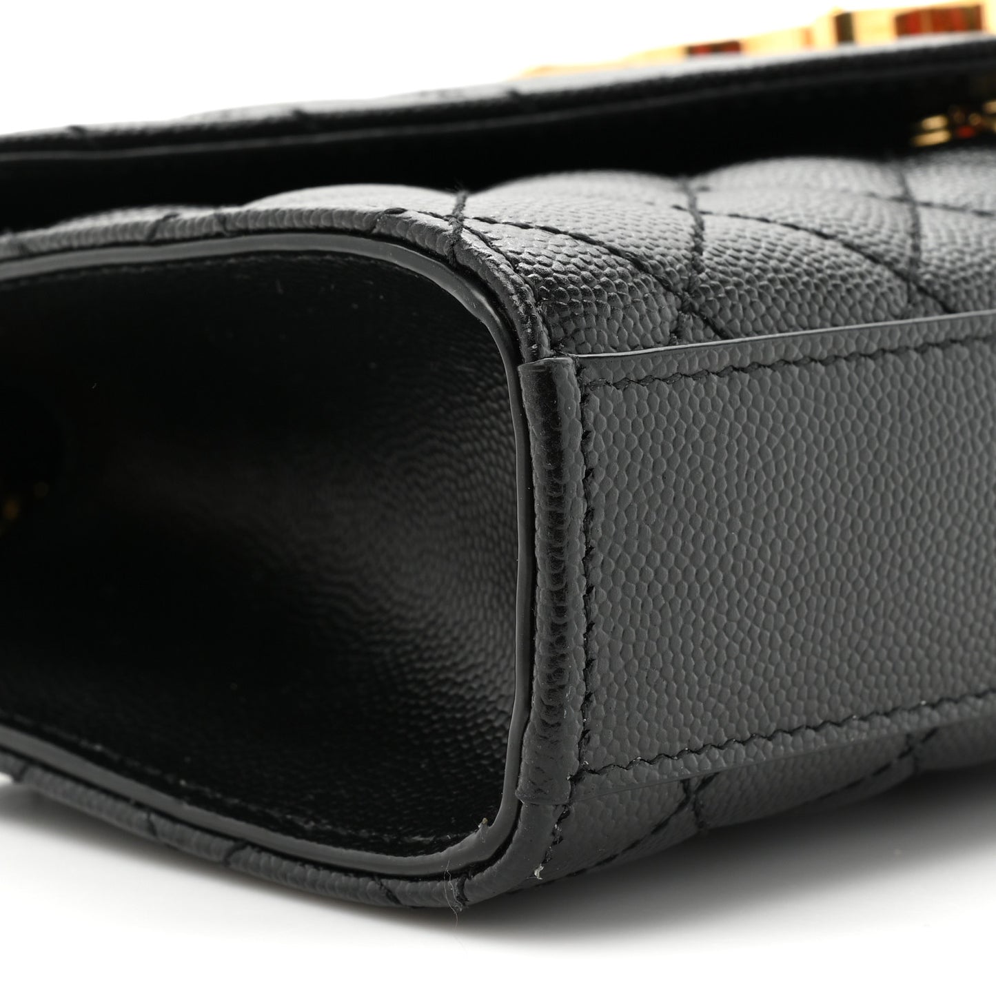 Grain De Poudre Textured Mixed Matelasse Triquilt Small Monogram Satchel Black