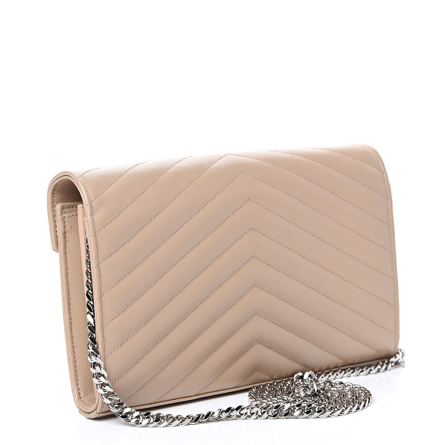Grain De Poudre Matelasse Chevron Monogram Chain Wallet Nude Powder