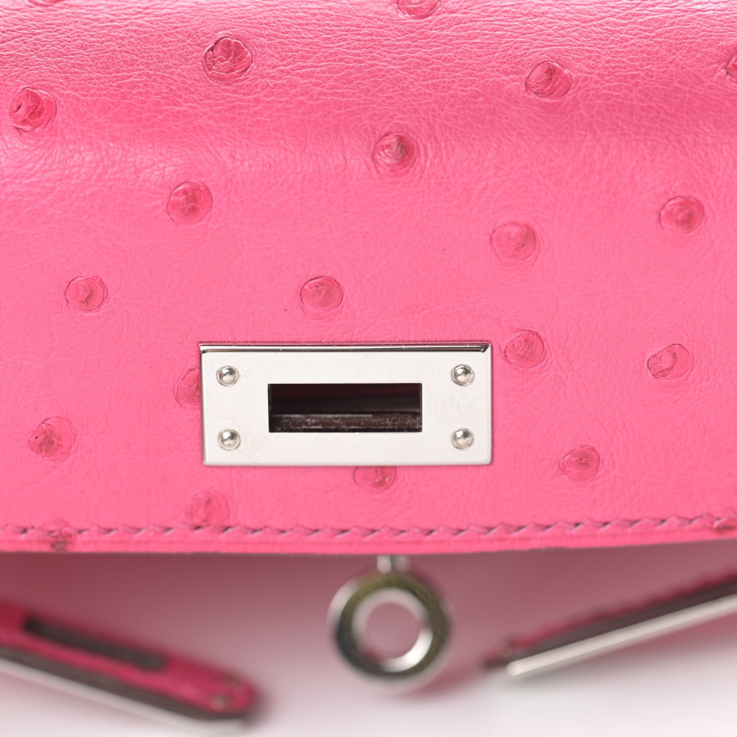 Ostrich Kelly Sellier Mini 20 Rose Tyrien