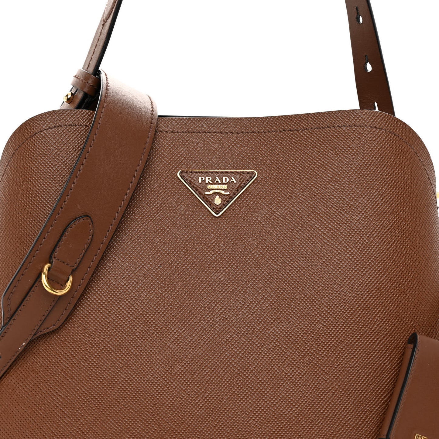 Saffiano Cuir Calfskin Matinee Tote Cognac Black