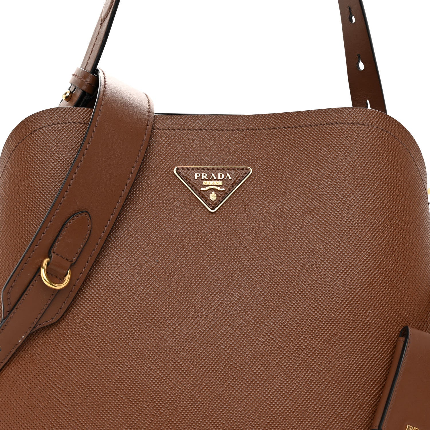 Prada Saffiano Cuir Calfskin Matinee Tote Cognac Black 7 of 11