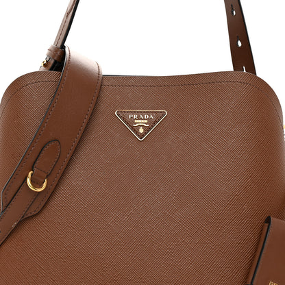 Prada Saffiano Cuir Calfskin Matinee Tote Cognac Black 7 of 11