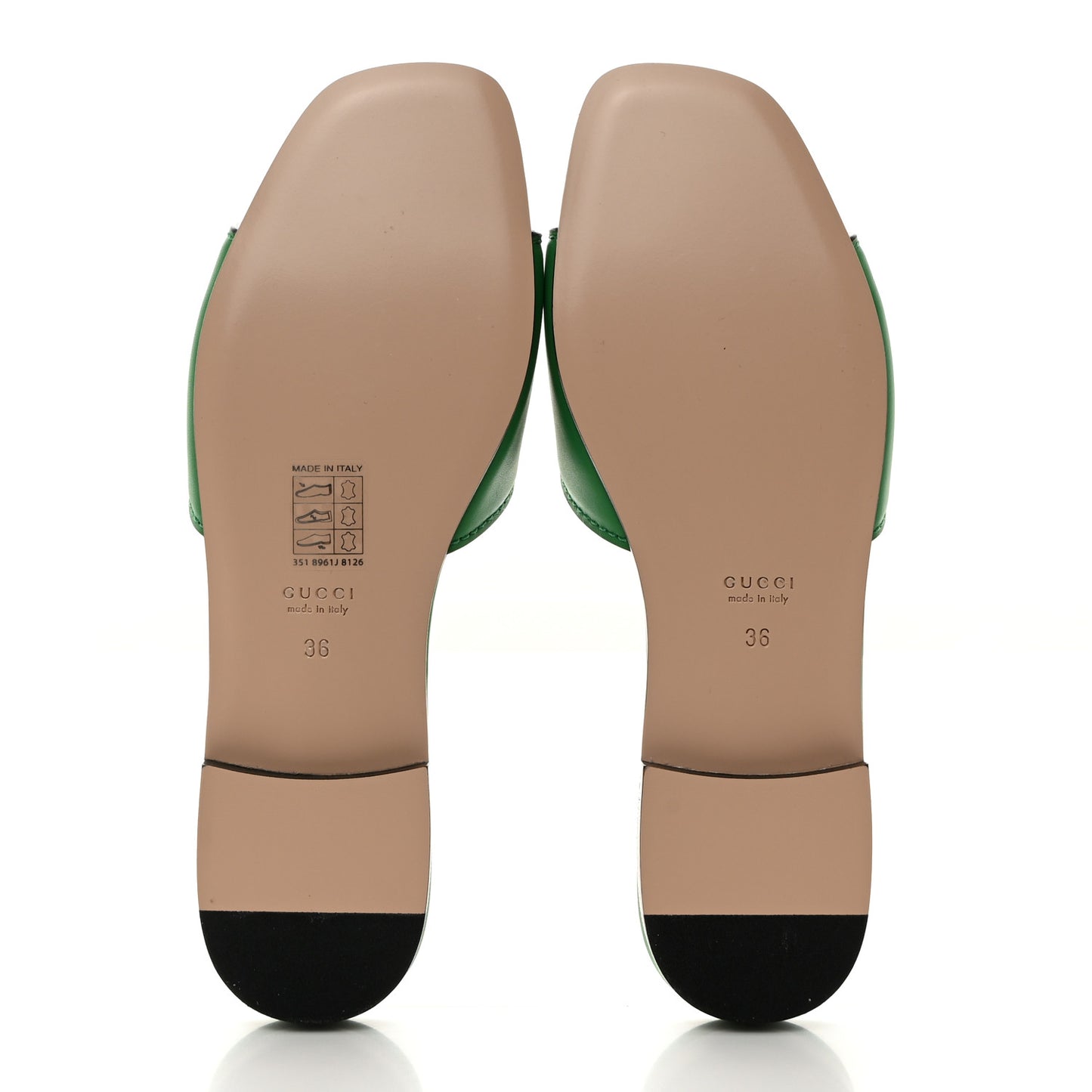 Cosmos Softy Calfskin Interlocking G Cut Out Slide Sandals 36 Green