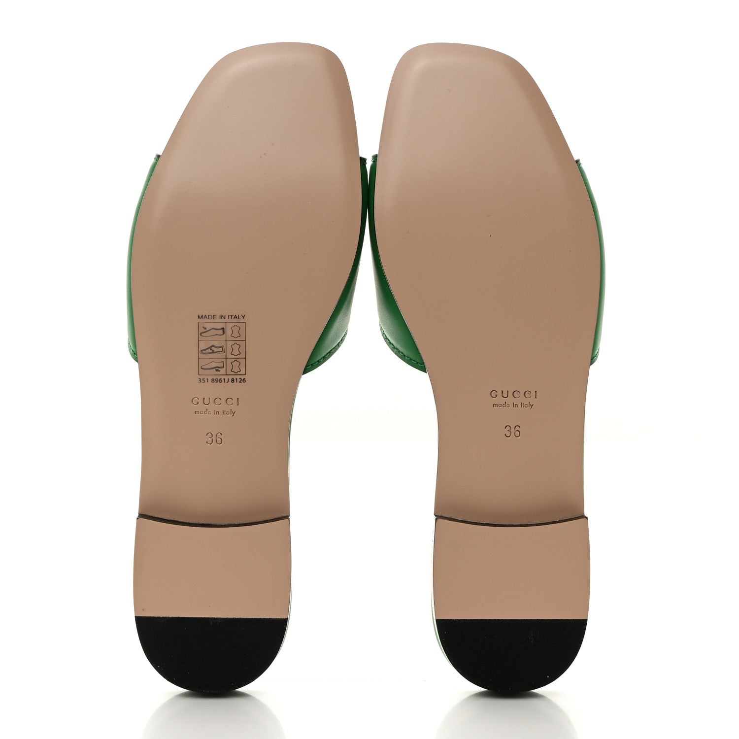 Gucci Cosmos Softy Calfskin Interlocking G Cut Out Slide Sandals 36 Green 5 of 8
