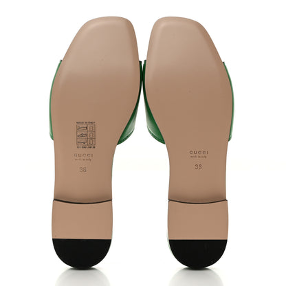 Gucci Cosmos Softy Calfskin Interlocking G Cut Out Slide Sandals 36 Green 5 of 8