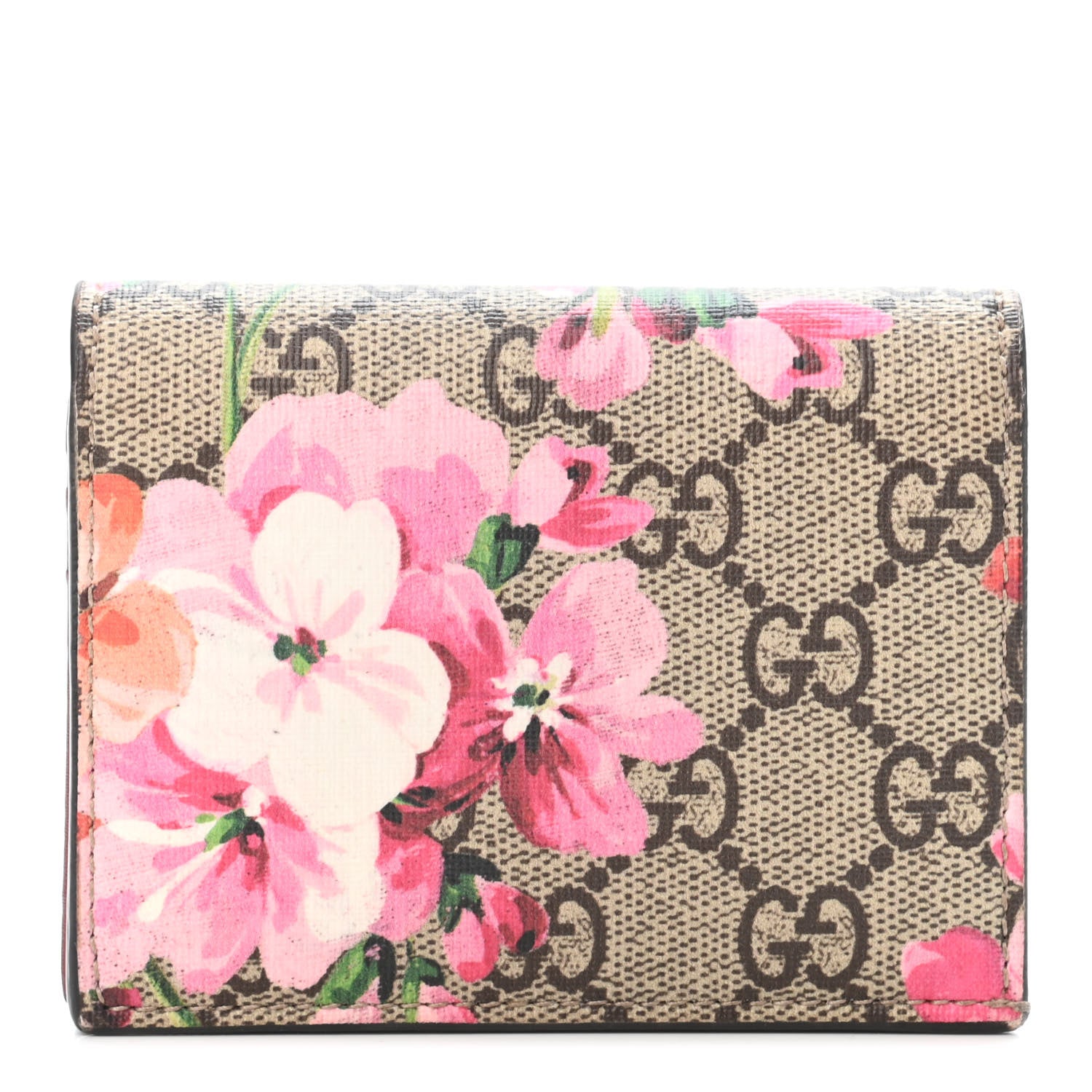 Gucci GG Supreme Monogram Blooms Card Case Beige Multicolor Dry Rose 1 of 4
