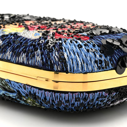 Alexander McQueen Nappa Embroidered Floral Knuckle Box Clutch Black Multicolor 9 of 13