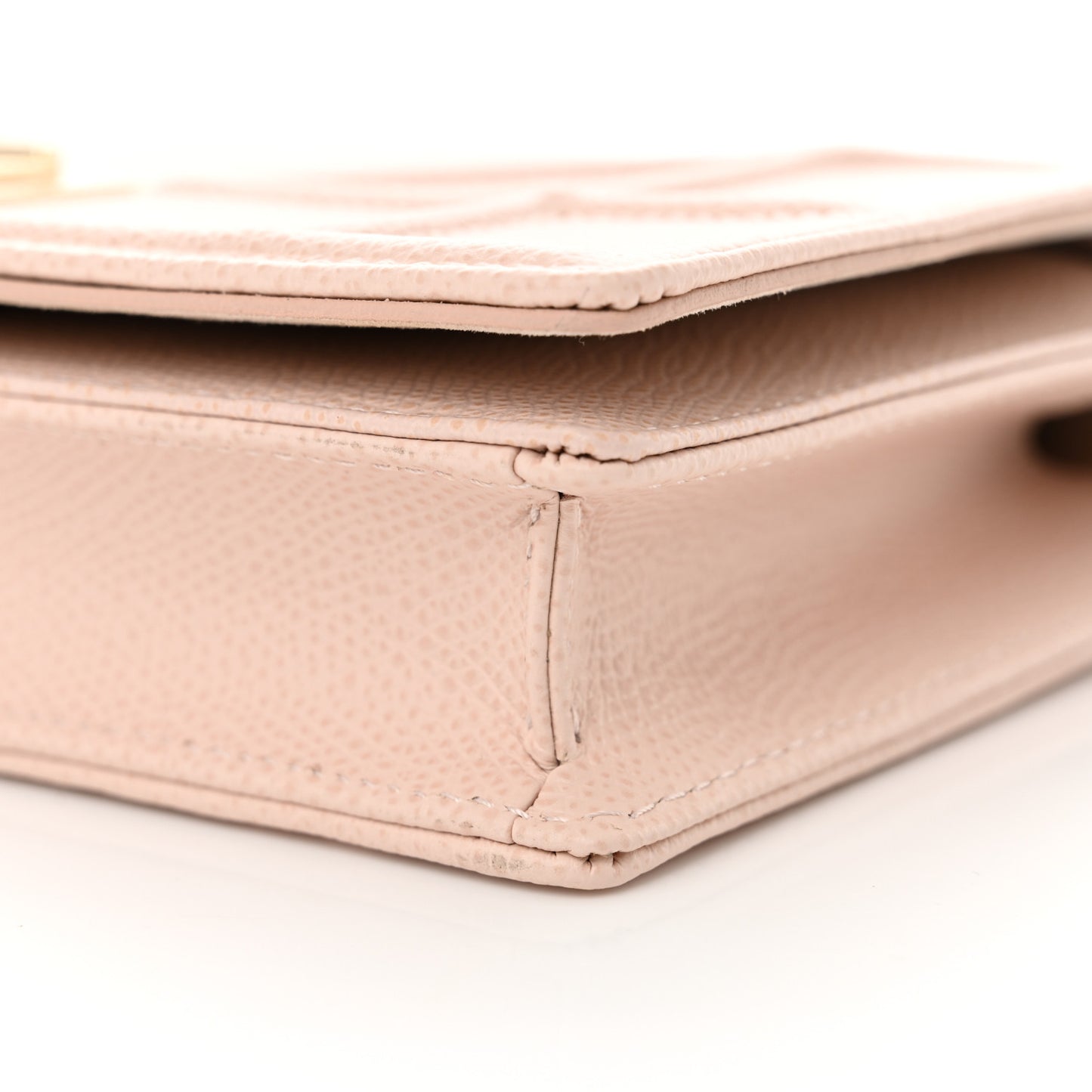 Grained Calfskin Diorama Wallet on Chain Pouch Rose Poudre