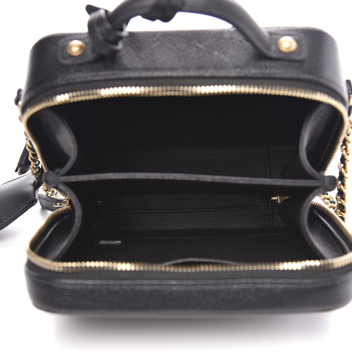 Caviar Quilted Small CC Filigree Vanity Case Black