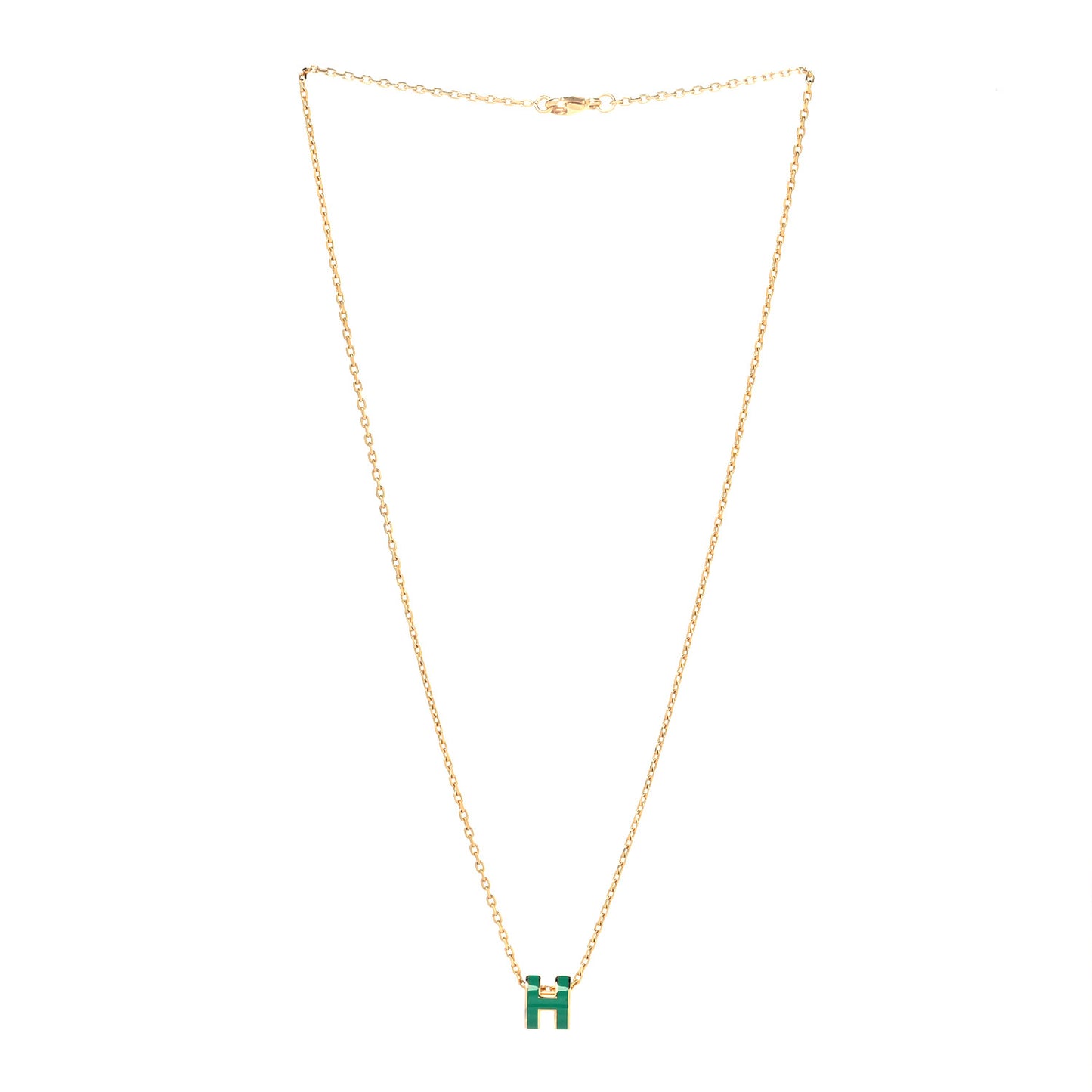 Lacquered Gold Mini Pop H Pendant Necklace Malachite
