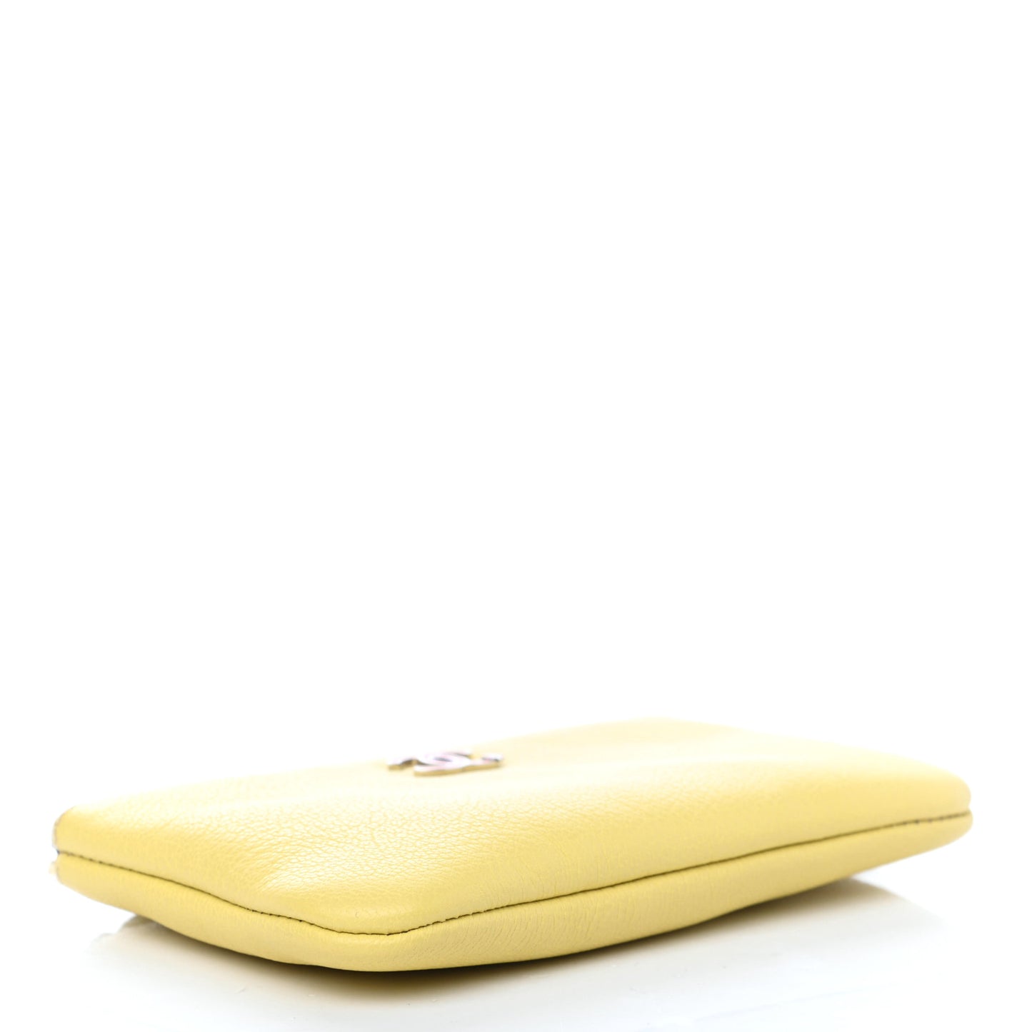 Goatskin Small CC Clover Cosmetic Case Yellow