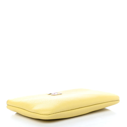 Chanel Goatskin Small CC Clover Cosmetic Case Yellow 3 of 4