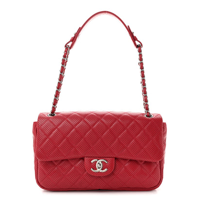 Chanel Lambskin Perforated Jumbo Punch Flap Dark Pink 1 of 9