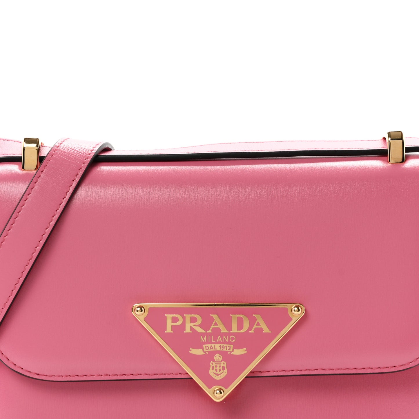 Box Calfskin Triangle Embleme Flap Shoulder Bag Begonia