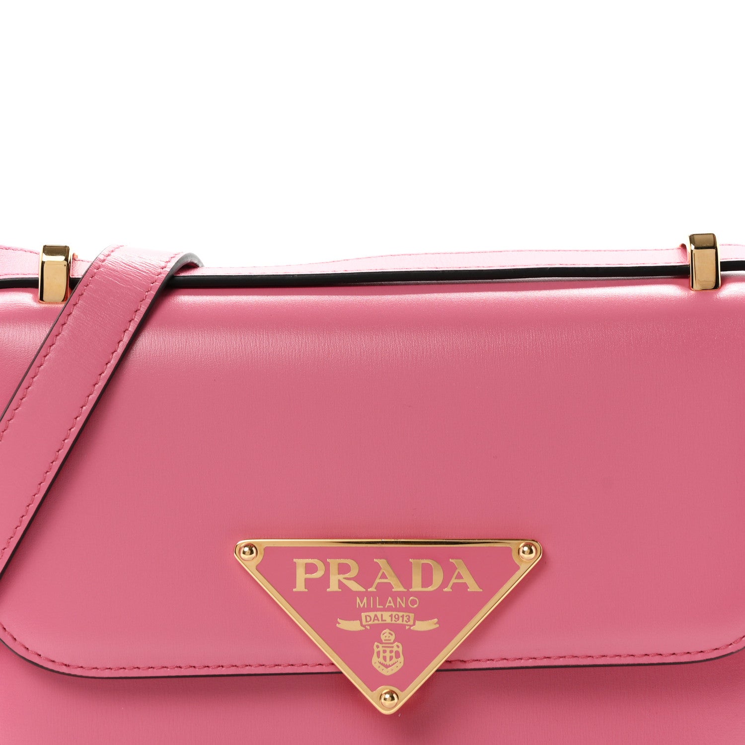 Prada Box Calfskin Triangle Embleme Flap Shoulder Bag Begonia 8 of 10