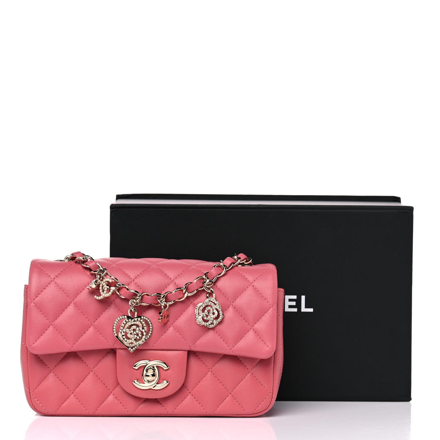 Chanel Lambskin Quilted Valentine Charms Mini Rectangular Flap Pink 10 of 10