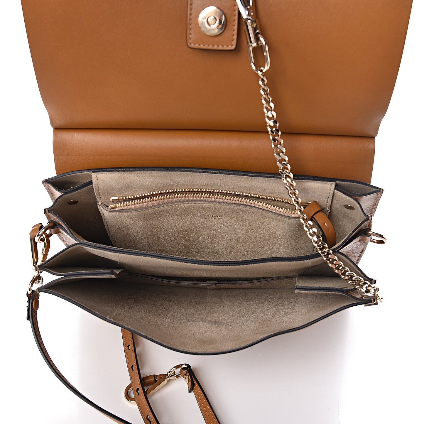 Suede Calfskin Medium Faye Shoulder Bag Mustard Brown