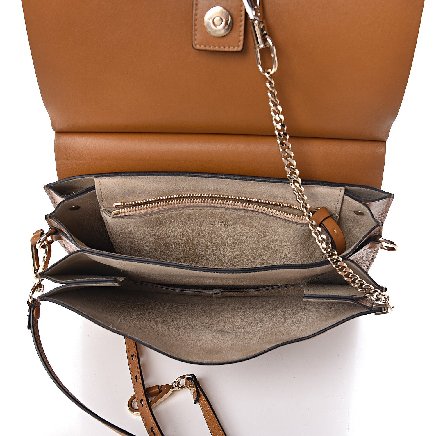 Chloe Suede Calfskin Medium Faye Shoulder Bag Mustard Brown 5 of 12
