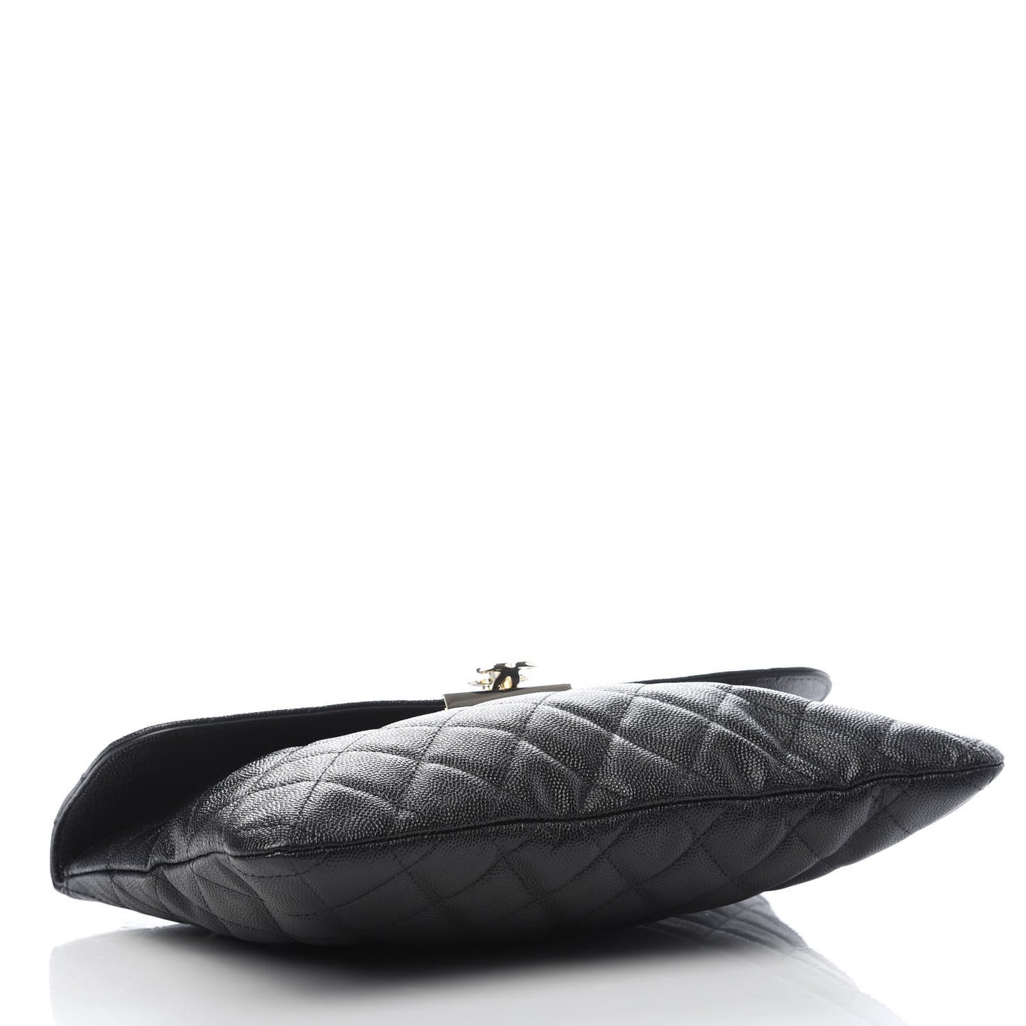 Caviar Quilted Medium Golden Class Pouch Black