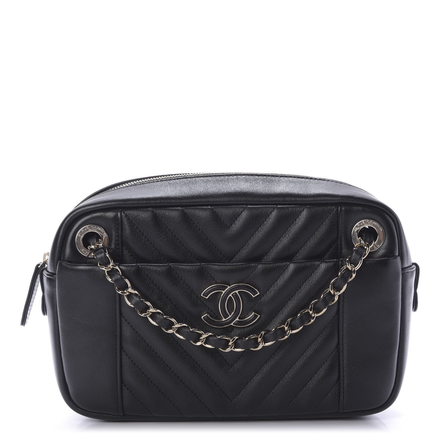 Chanel Calfskin Quilted Daily Chevron Camera Case Black 1 of 9