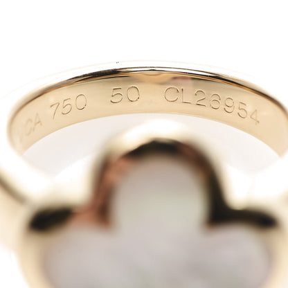 Van Cleef & Arpels 18K Yellow Gold Mother of Pearl Pure Alhambra Ring 50 5.25 6 of 7