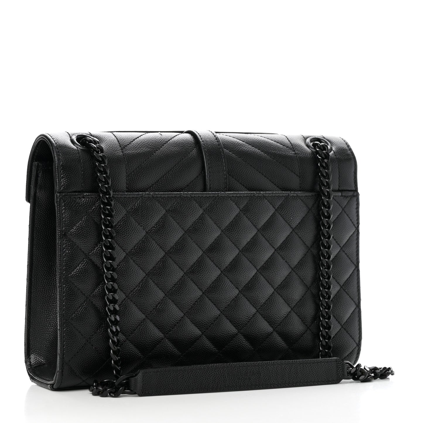 Grain De Poudre Textured Mixed Matelasse Triquilt Medium Monogram Monochrome Satchel Black