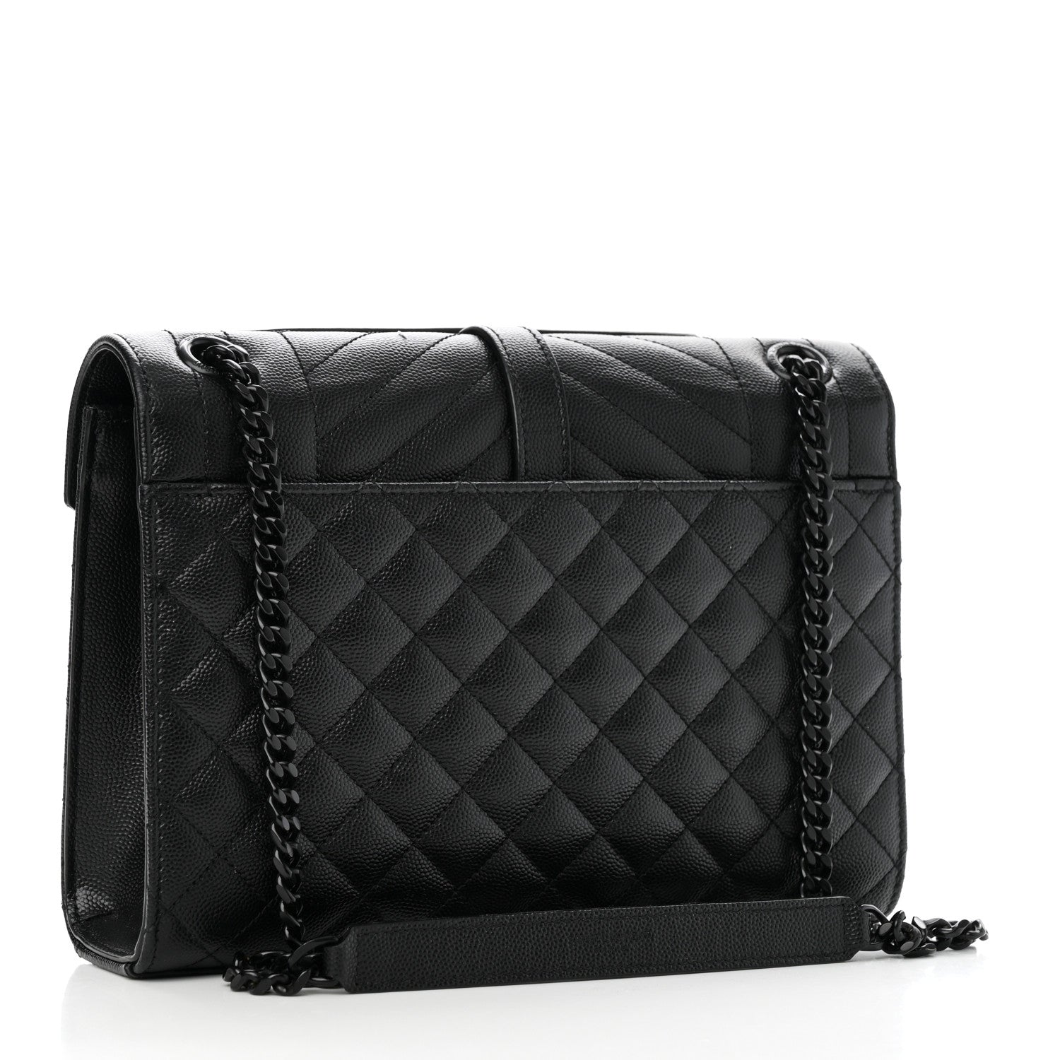 Saint Laurent Grain De Poudre Textured Mixed Matelasse Triquilt Medium Monogram Monochrome Satchel Black 3 of 8