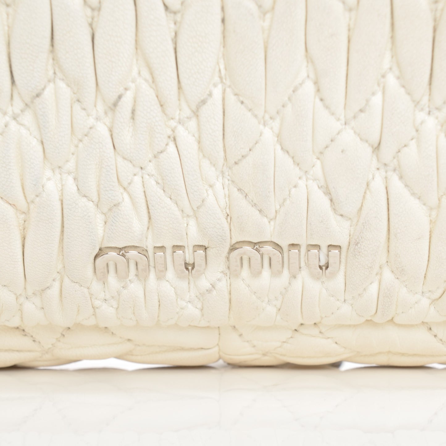 Nappa Matelasse Crystal Flap Clutch Bianco