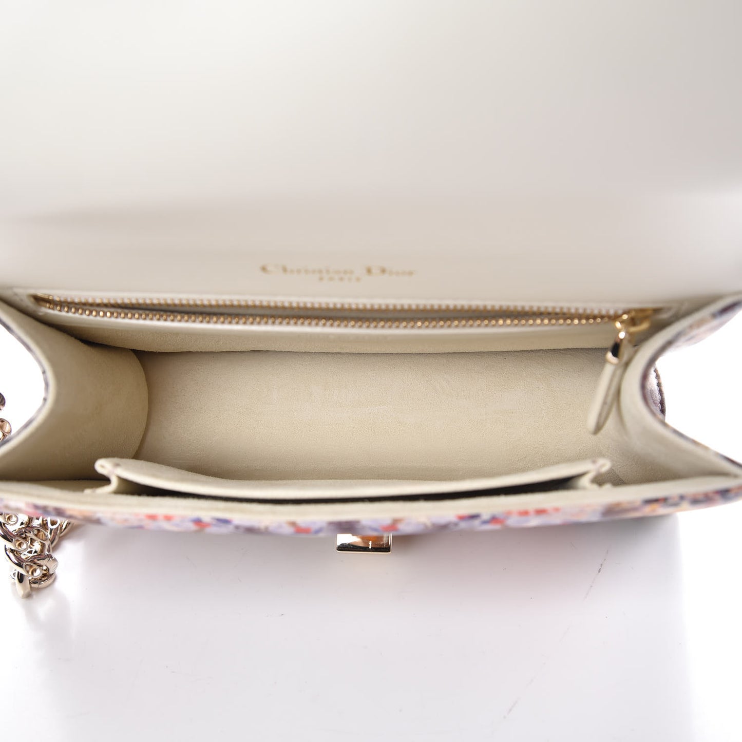 Calfskin Printed Small KaleiDiorscopic Diorama Flap Bag Latte Multicolor