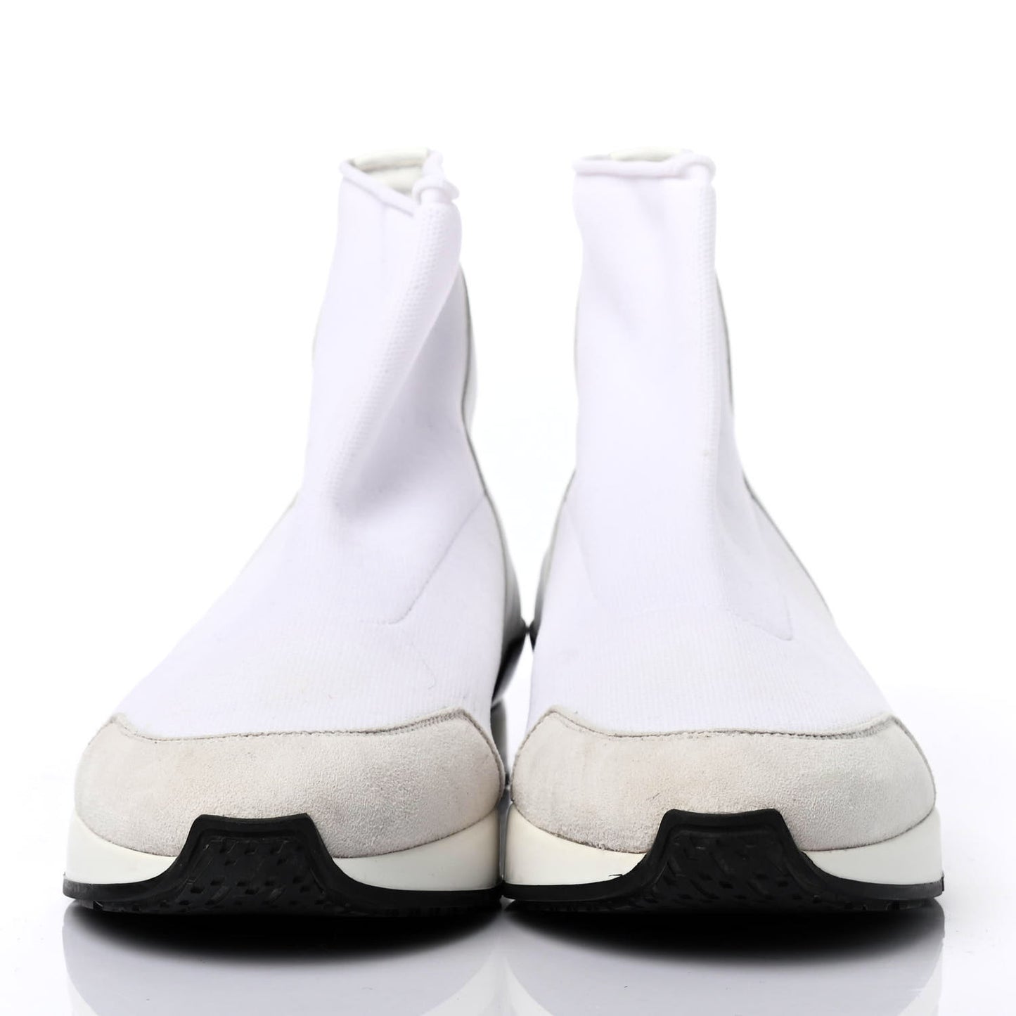 Mesh Calfskin Suede Soft Sneakers 40 White