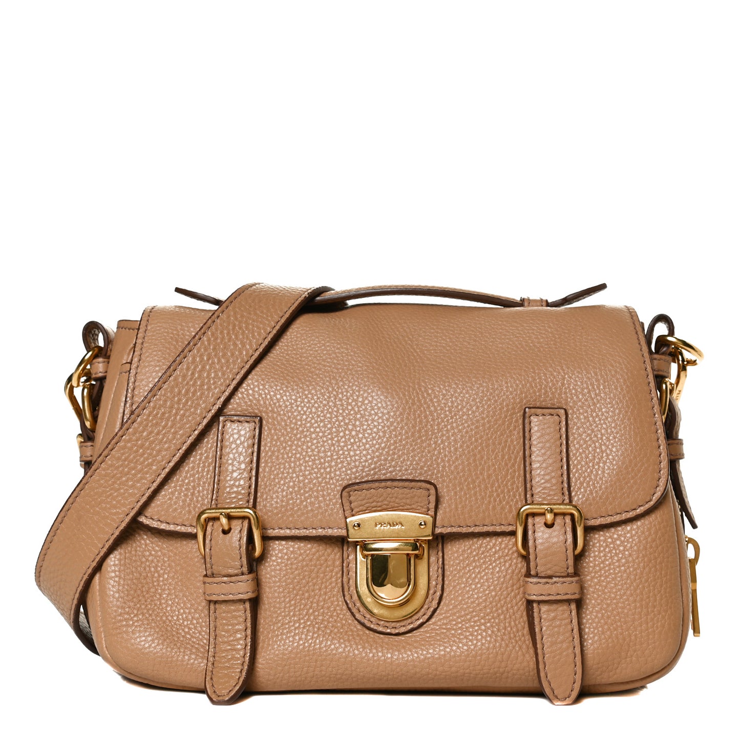 Vitello Daino Push Lock Messenger Bag Noisette