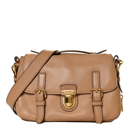 Prada Vitello Daino Push Lock Messenger Bag Noisette 1 of 13