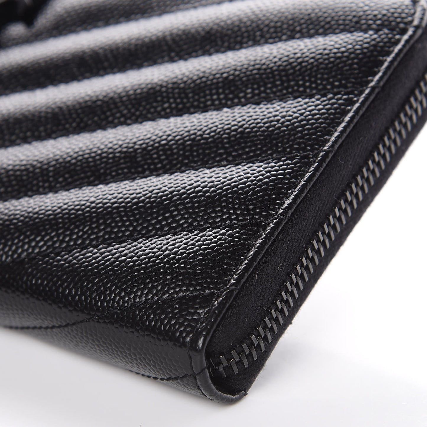Grain De Poudre Matelasse Chevron Monogram Zip Around Wallet Black