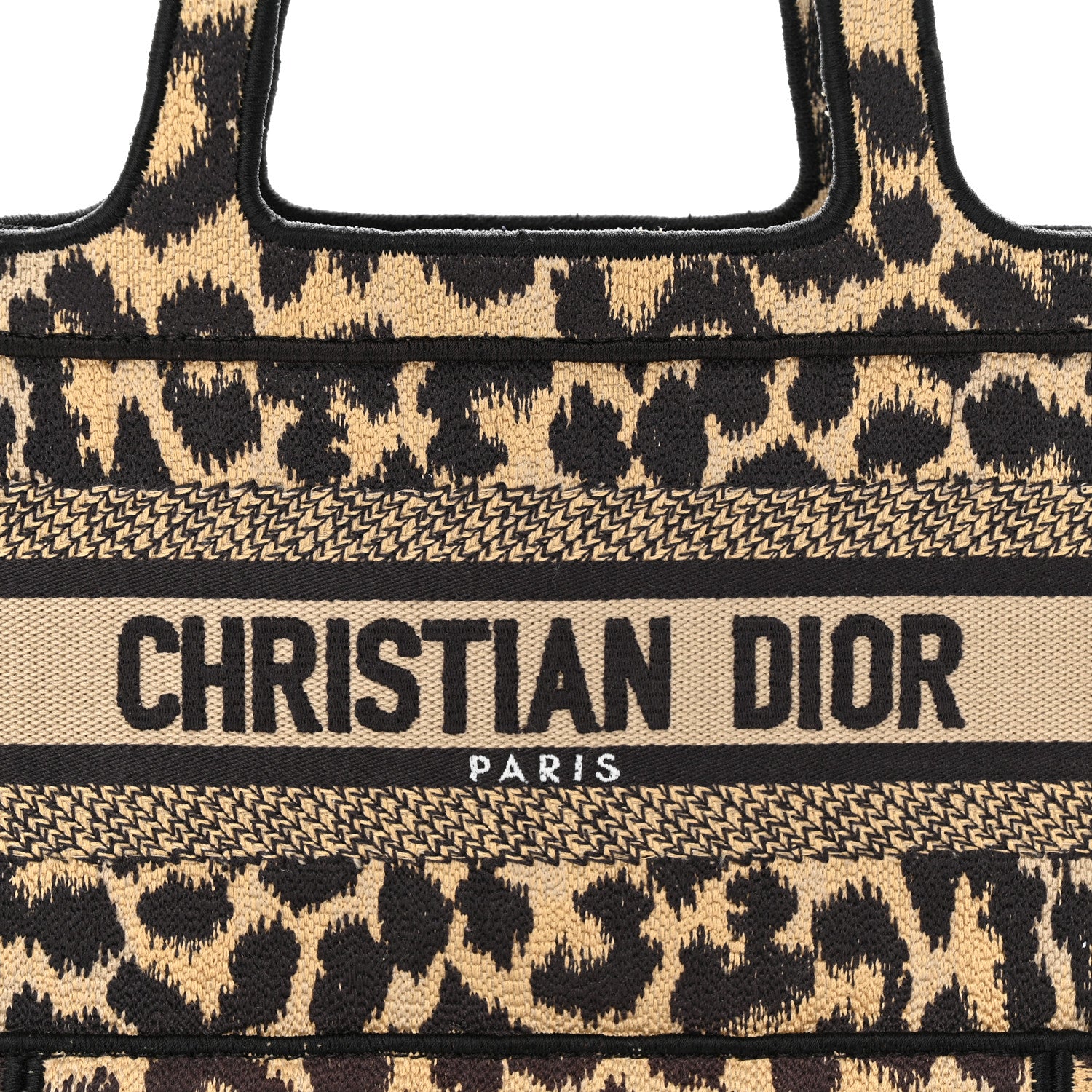 Christian Dior Canvas Mizza Embroidered Mini Leopard Book Tote Beige 8 of 11