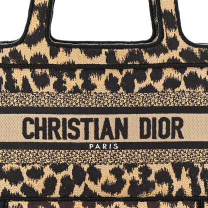 Christian Dior Canvas Mizza Embroidered Mini Leopard Book Tote Beige 8 of 11