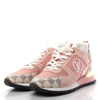 Louis Vuitton Suede Damier Azur Run Away Sneakers 40 Pink 3 of 10
