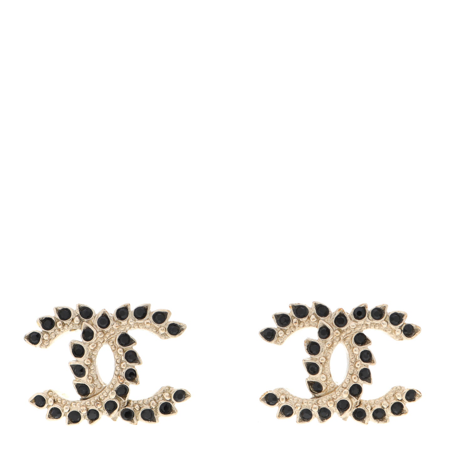Strass Crystal Dazzling Wheat CC Earrings Black Gold