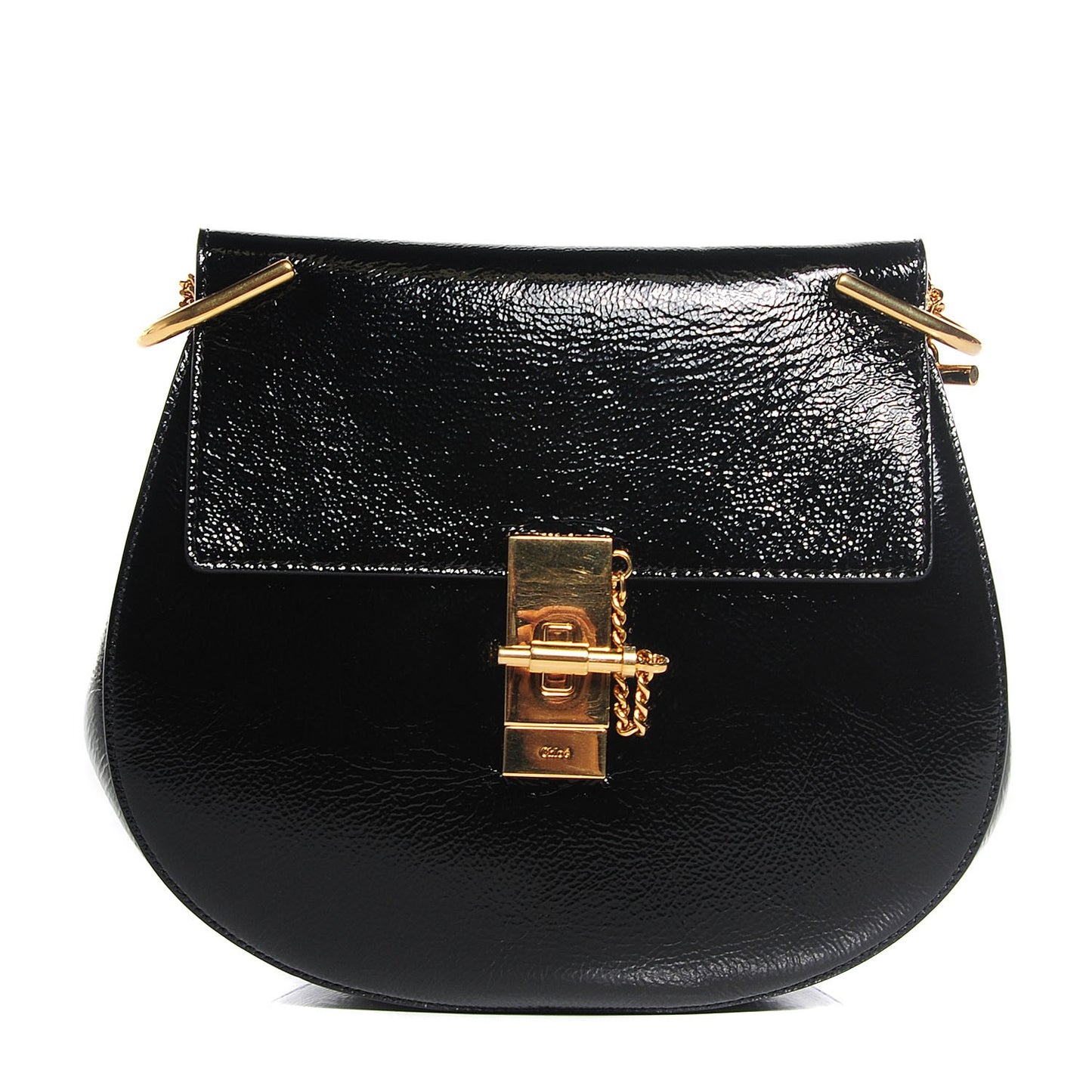 Grained Patent Drew Shoulder Bag Black