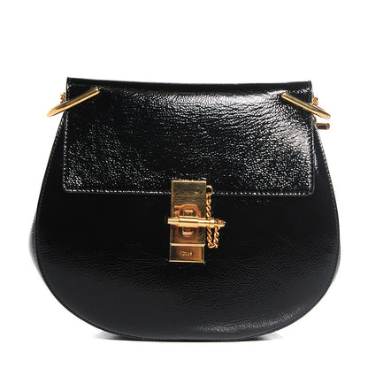 Chloe Grained Patent Drew Shoulder Bag Black 1 of 7