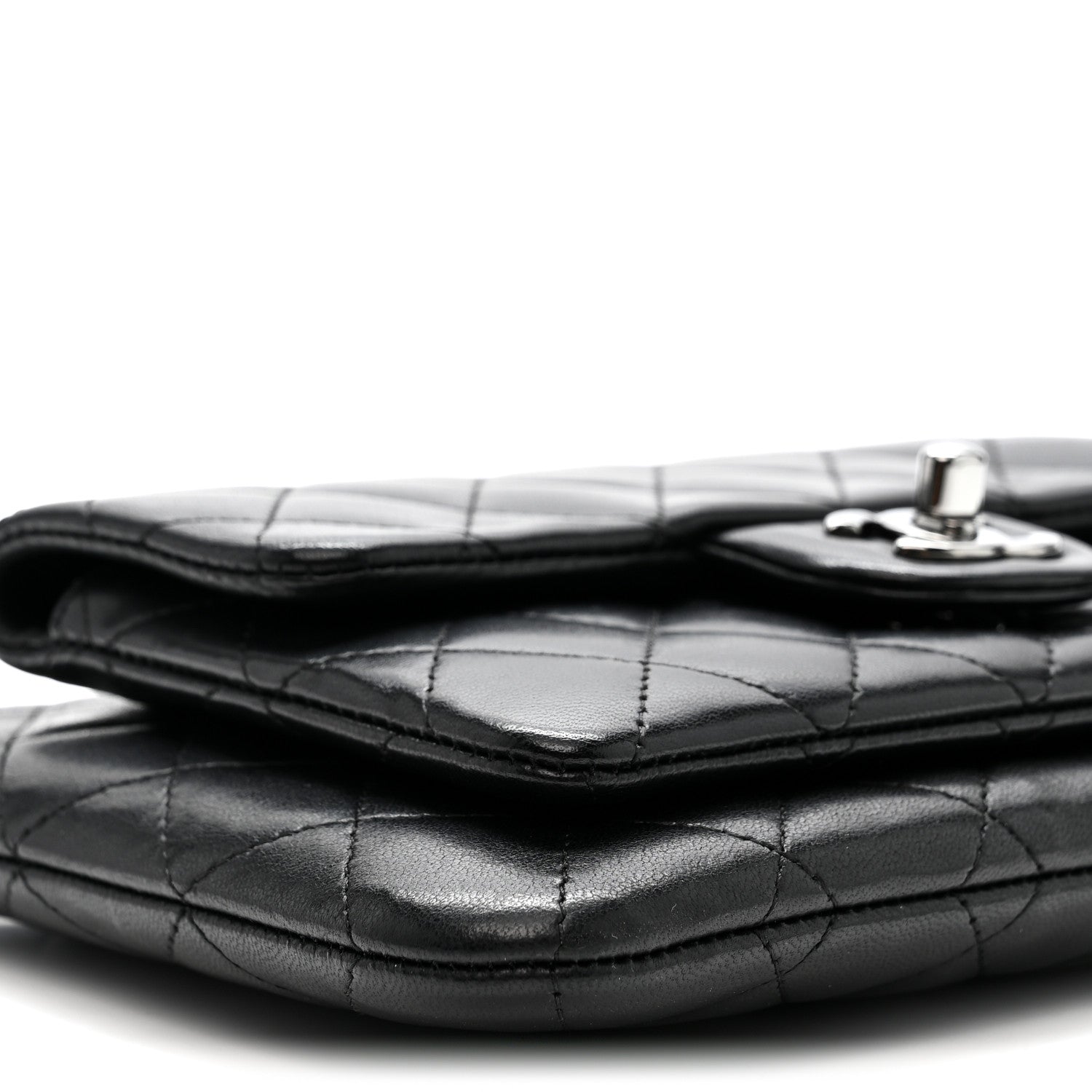 Chanel Lambskin Quilted Front Pocket Clutch With Chain Black 10 of 11