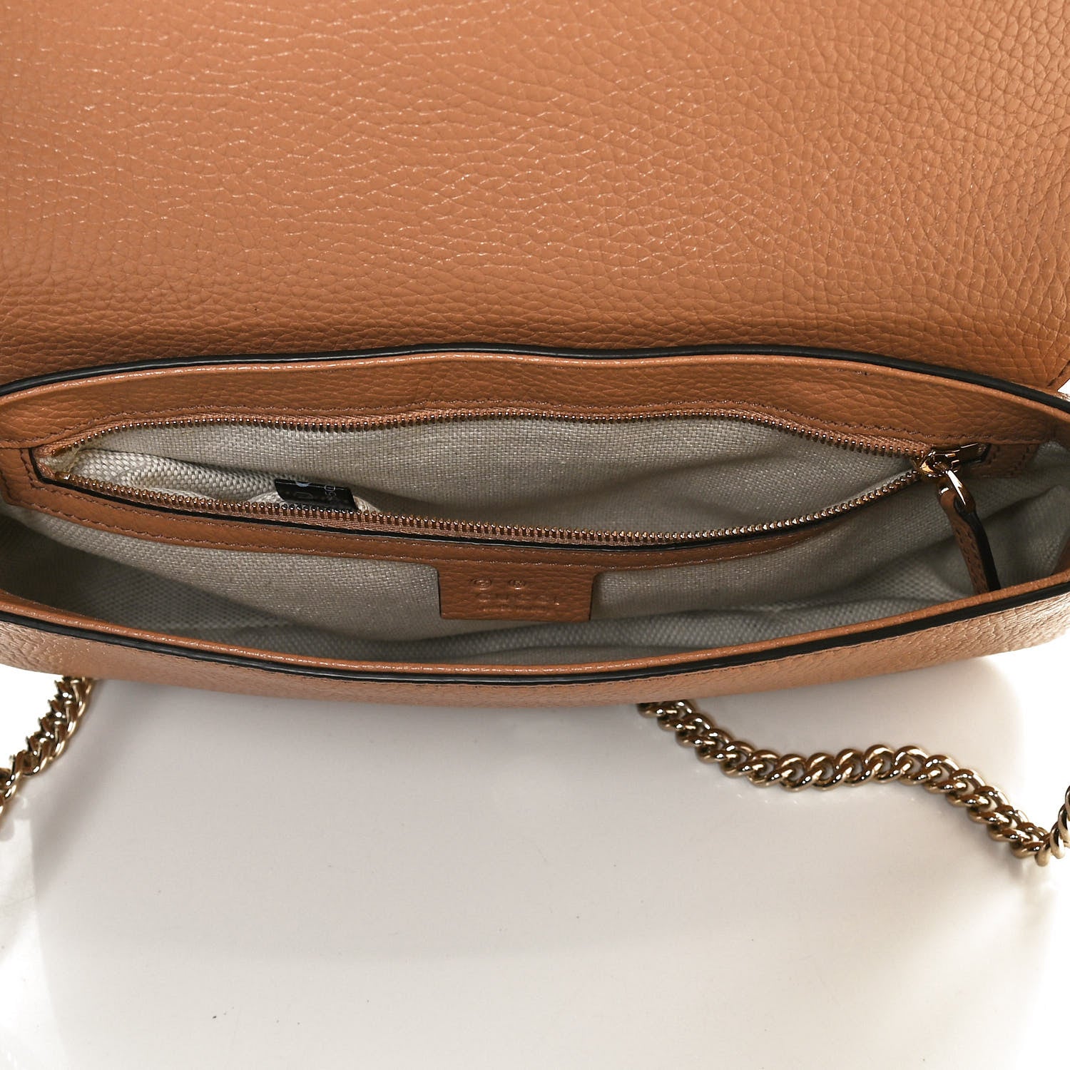 Gucci Pebbled Calfskin Medium Soho Flap Crossbody Camelia 5 of 13