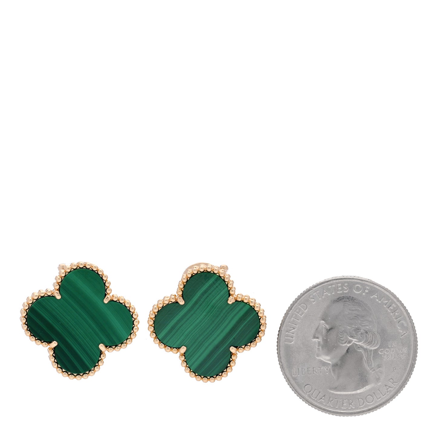 18K Yellow Gold Malachite Magic Alhambra Earrings