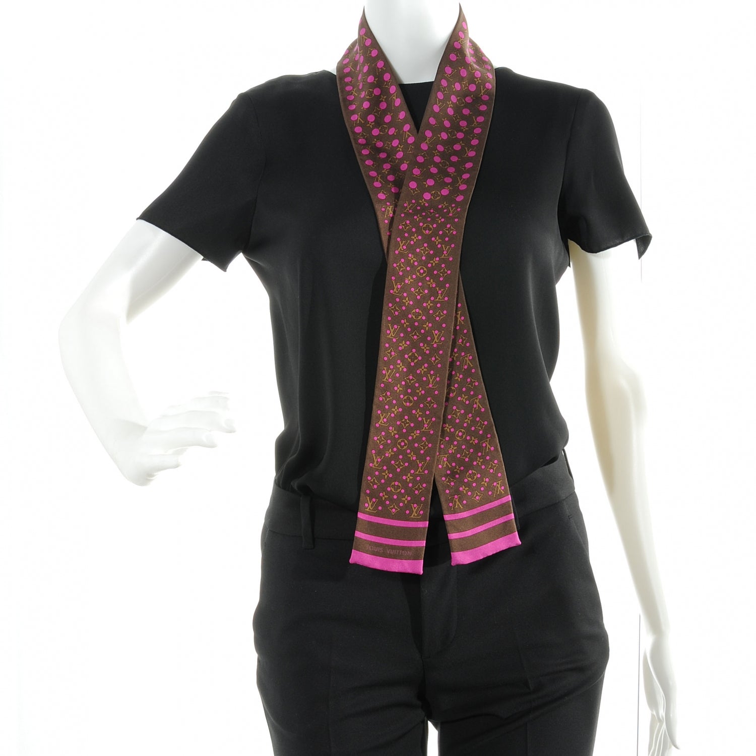 Louis Vuitton Silk Perforated Monogram Bandeau Fuchsia Brown 3 of 3