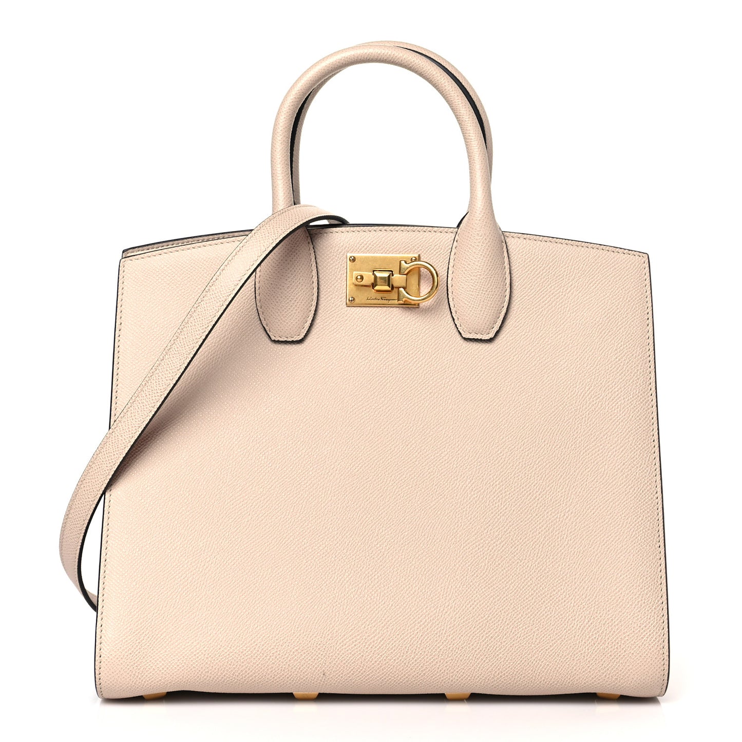 Hammered Calfskin Medium The Studio Box Bag Daino